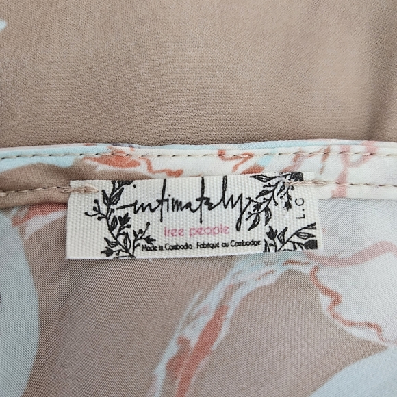 Intimately Free People Tank Top Beige Floral Sleeveless Keyhole Tie Back Large - Picture 7 of 10